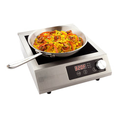 Kitchen tek Square Stainless Steel Heavy-Duty Induction Cooktop - 220V, 3500 Watts - 18 1/2