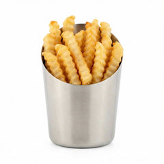Met Lux Stainless Steel French Fry Cup - Tapered, Satin Finish - 3 1/2