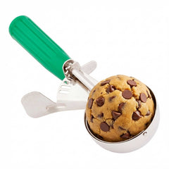 Met Lux 2.5 oz Stainless Steel #12 Portion Scoop - with Green Handle - 10 count box