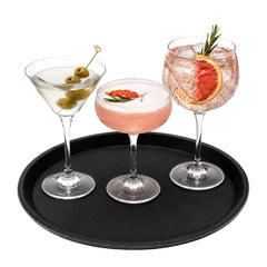 Bar Lux Round Black Serving Tray - Non-Slip - 11
