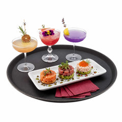 Bar Lux Round Black Serving Tray - Non-Slip - 16