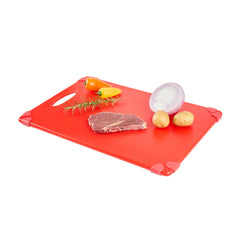 Sure Grip Red Plastic Cutting Board - Non-Slip, Measurement Markers, Carrying Handle - 12