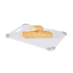 Sure Grip White Plastic Cutting Board - Non-Slip, Measurement Markers, Carrying Handle - 12