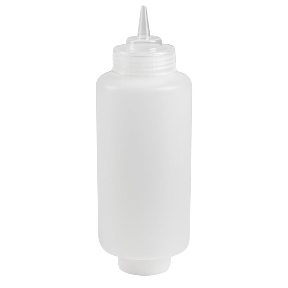 First In First Out 32 oz Clear Plastic Squeeze Bottle - Refill Lid, Precision Tip - 3 1/2" x 3 1/2" x 9 1/2" - 1 count box