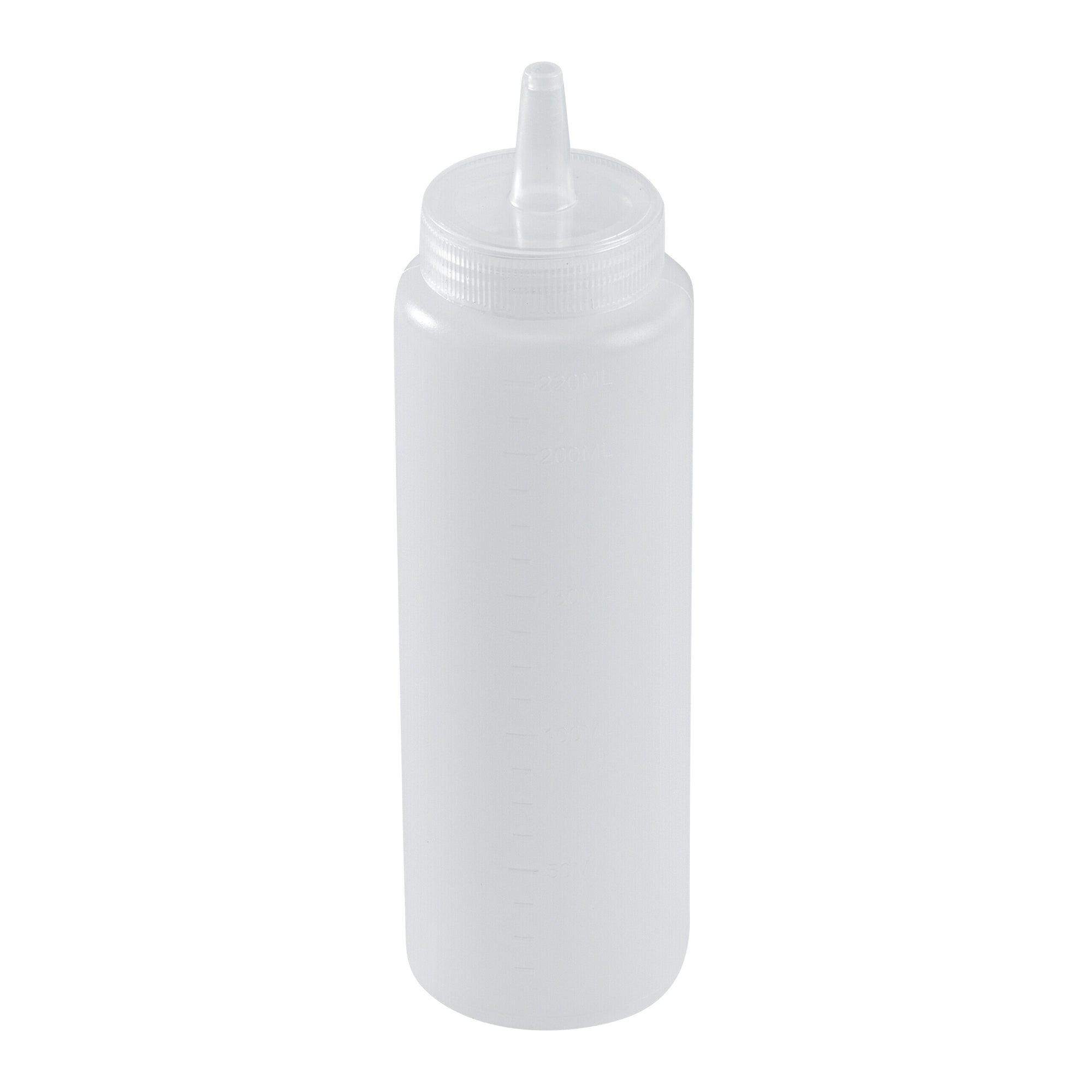 Sauce Tek 8 oz Clear Plastic Squeeze Bottle - Precision Tip - 2" x 2" x 7" - 6 count box