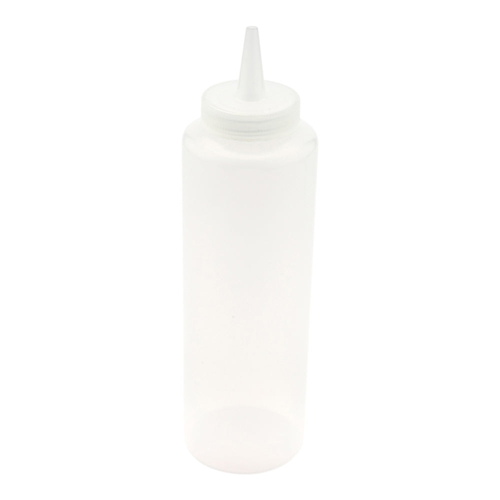 Sauce Tek 12 oz Clear Plastic Squeeze Bottle - Precision Tip - 2 1/4" x 2 1/4" x 8" - 6 count box