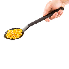 Cater Tek Black Plastic Catering Spoon - Perforated - 13