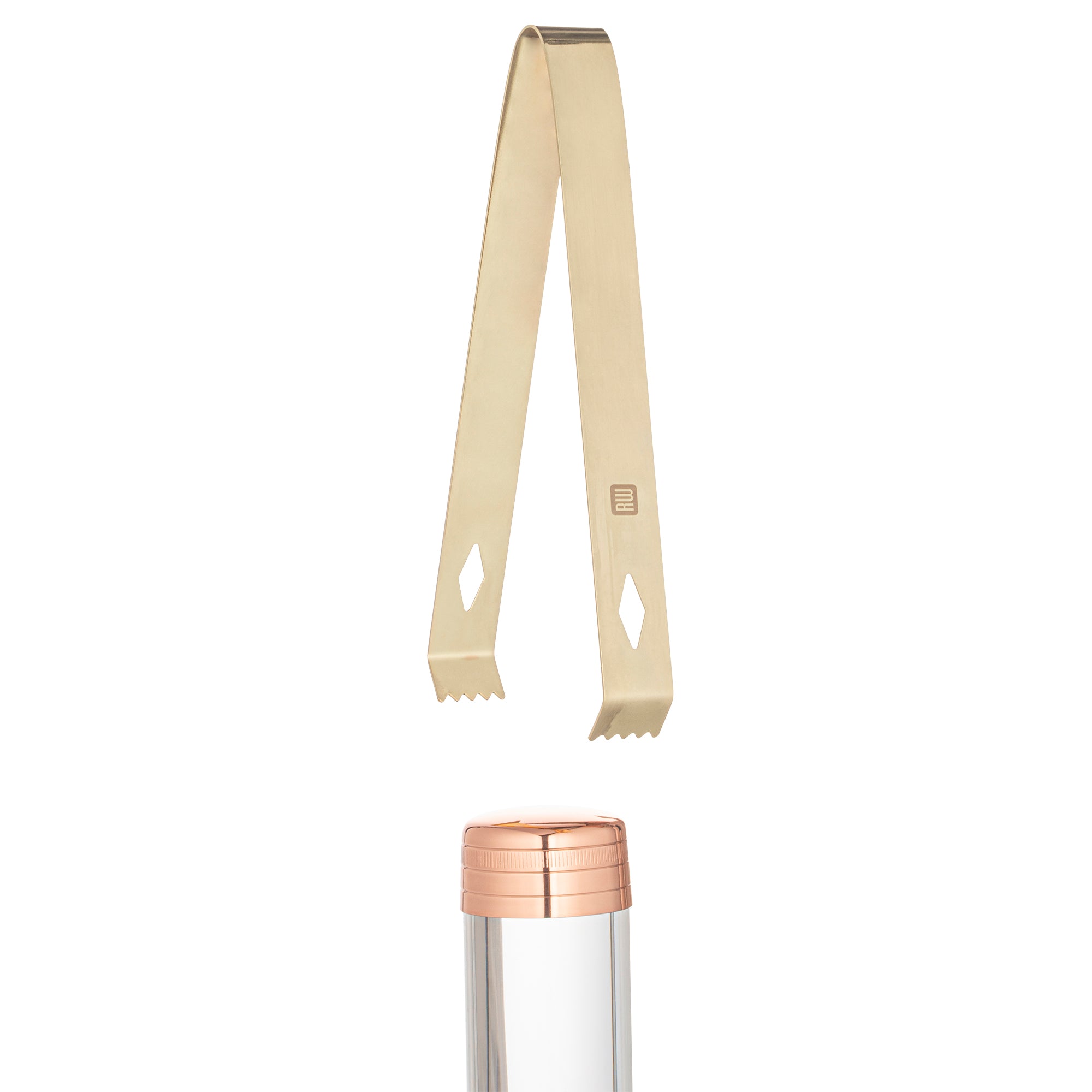 Bar Lux Gold-Plated Stainless Steel Ice Tongs - 6 1/4" x 2 1/2" x 3/4" - 1 count box