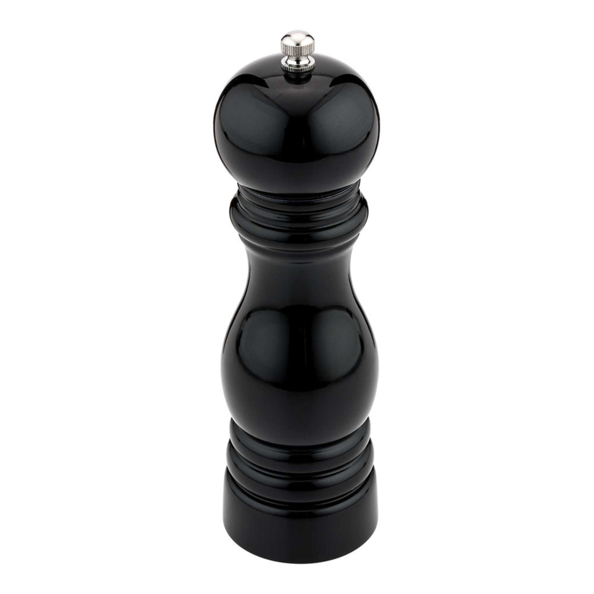 Chef 101 Classic French Black Wood Pepper Mill - High Gloss - 2 1/4" x 2 1/4" x 7 1/2" - 1 count box