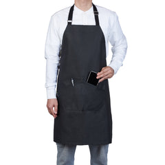RW Threads Black Cotton Cooking Apron - Flame Retardant - 32