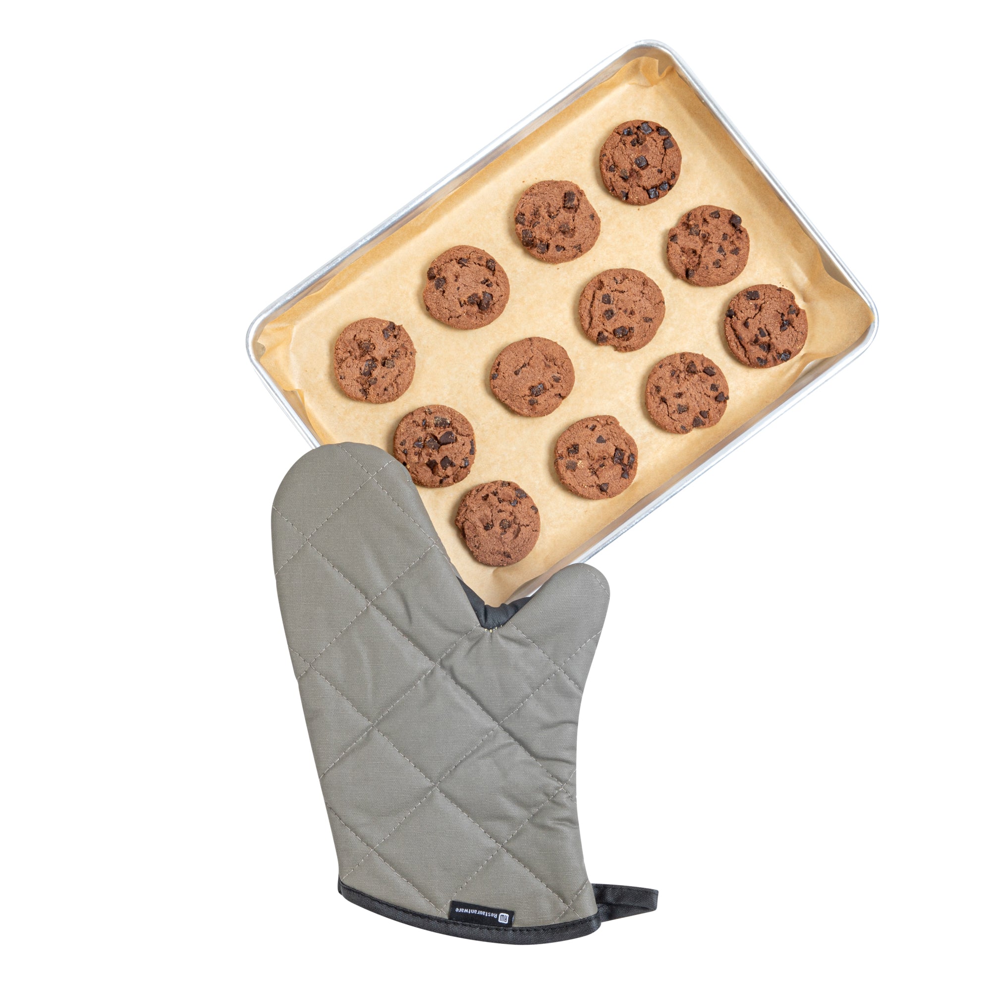 RW Threads Gray Cotton Oven Mitt - Flame Retardant, with Thumb Guard - 13 3/4" x 8" x 1 - 1 count box