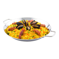 Met Lux Silver Stainless Steel Paella Pan - Induction Ready - 17