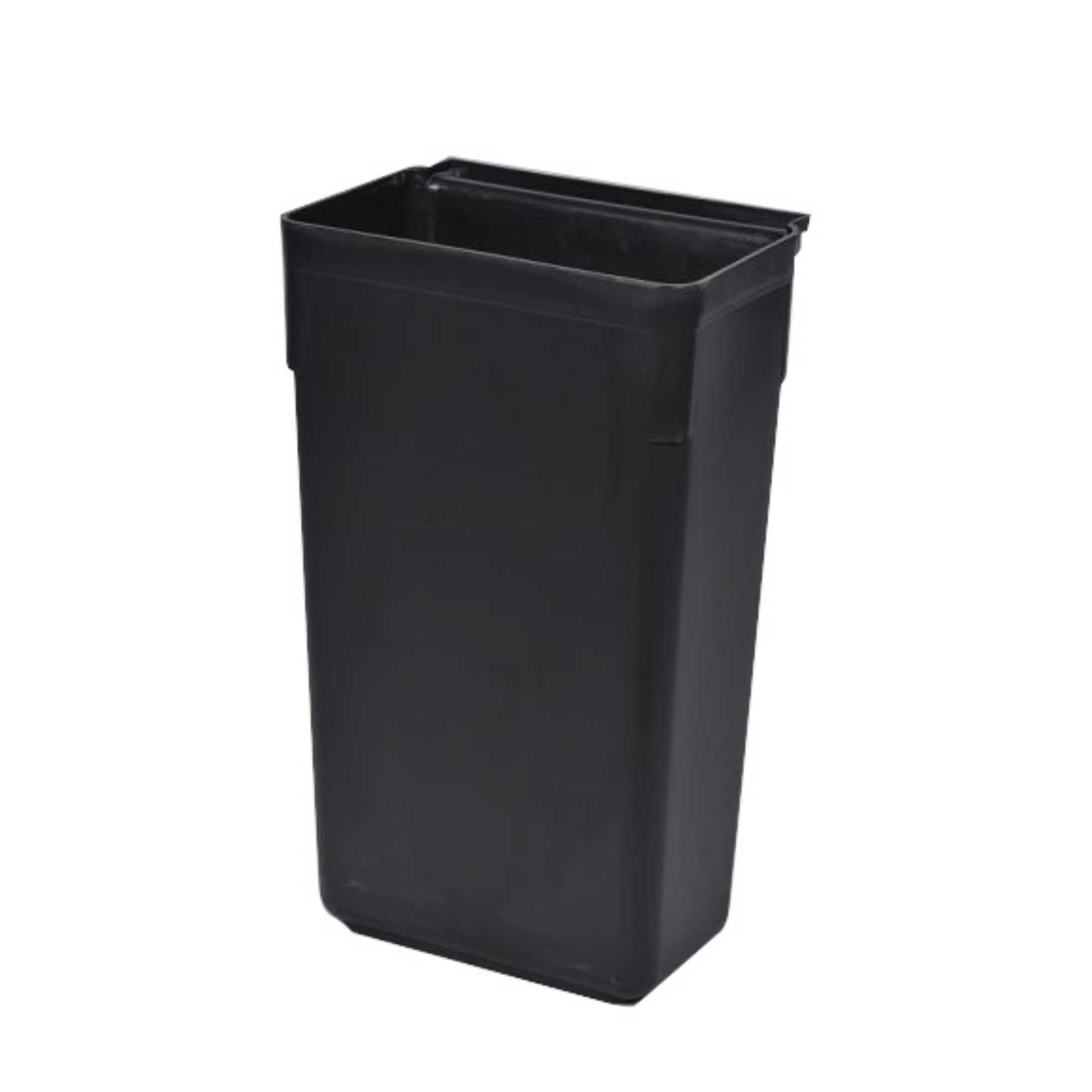 RW Clean Black Plastic Attachable Slim Trash Can - Fits Heavy-Duty Rolling Utility Cart - 13" x 9" x 22" - 1 count box