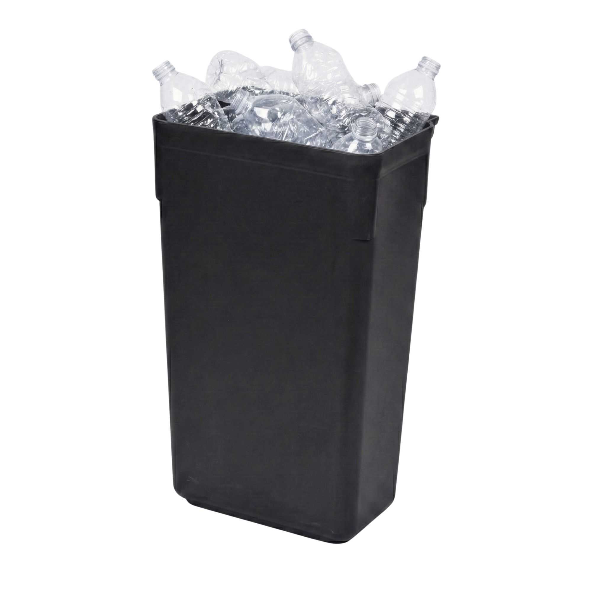 RW Clean Black Plastic Attachable Slim Trash Can - Fits Heavy-Duty Rolling Utility Cart - 13" x 9" x 22" - 1 count box