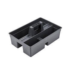 RW Clean Black Plastic Cleaning Caddy - 3 Compartments, with Handle - 16