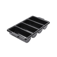 RW Clean Black Plastic Cutlery Box - 4 Compartments, with Handles - 22