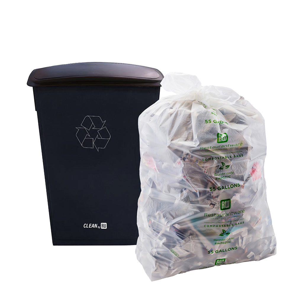 RW Clean Black Plastic Dome Trash Can Lid - Swing Top, Fits 23 gal Slim Trash Can - 20 1/4" x 12" x 6 1/4" - 1 count box