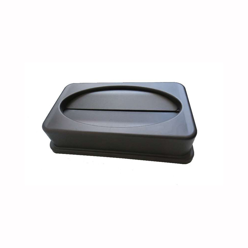 RW Clean Black Plastic Rectangle Trash Can Lid - Swing Top, Fits 23 gal Slim Trash Can - 20 1/2" x 11 1/2" x 5 1/4" - 1 count box