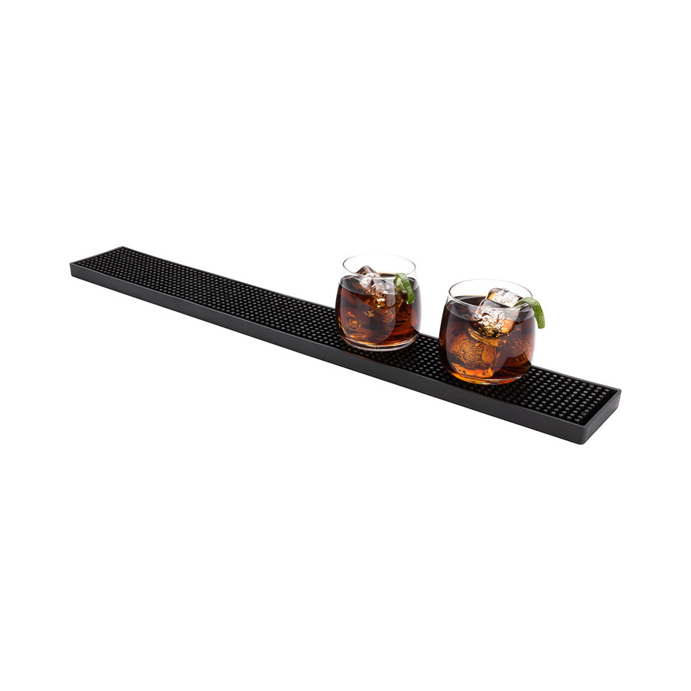Bar Lux Black Rubber Bar Mat - Non-Slip - 23 3/4" x 3 1/4" - 1 count box