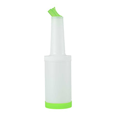Bar Lux 1 qt Plastic Quick Pour Storage Container Bottle - with Green Spout and Lid - 3 1/2