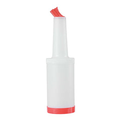 Bar Lux 1 qt Plastic Quick Pour Storage Container Bottle - with Red Spout and Lid - 3 1/2