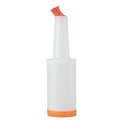 Bar Lux 1 qt Plastic Quick Pour Storage Container Bottle - with Orange Spout and Lid - 3 1/2