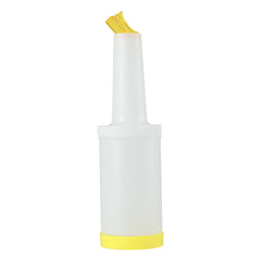 Bar Lux 1 qt Plastic Quick Pour Storage Container Bottle - with Yellow Spout and Lid - 3 1/2