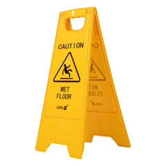 RW Clean Yellow Plastic Caution Wet Floor Sign - Double-Sided - 11 3/4