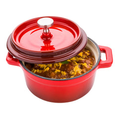 Met Lux Round Mini Casserole Dish - Red, Cast Iron - Enameled, Stainless Steel Knob - 8 oz, 5