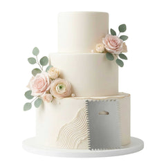 Pastry Tek 4-Pattern Metal Cake Scraper and Icing Comb with Wave and Wide Tooth Edge - 4.8