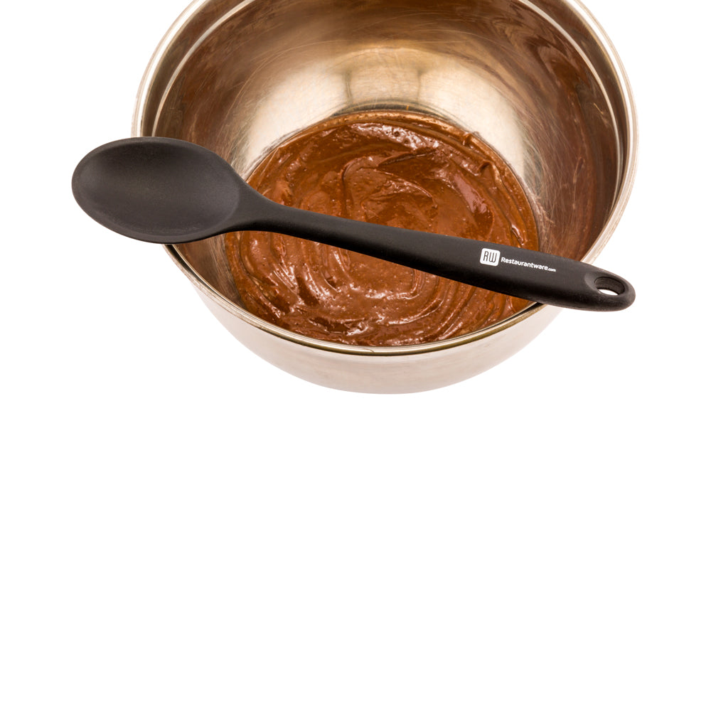 Pastry tek Black Silicone Mixing Spoon - 10 1/2" x 2 1/4" x 3/4" - 1 count box