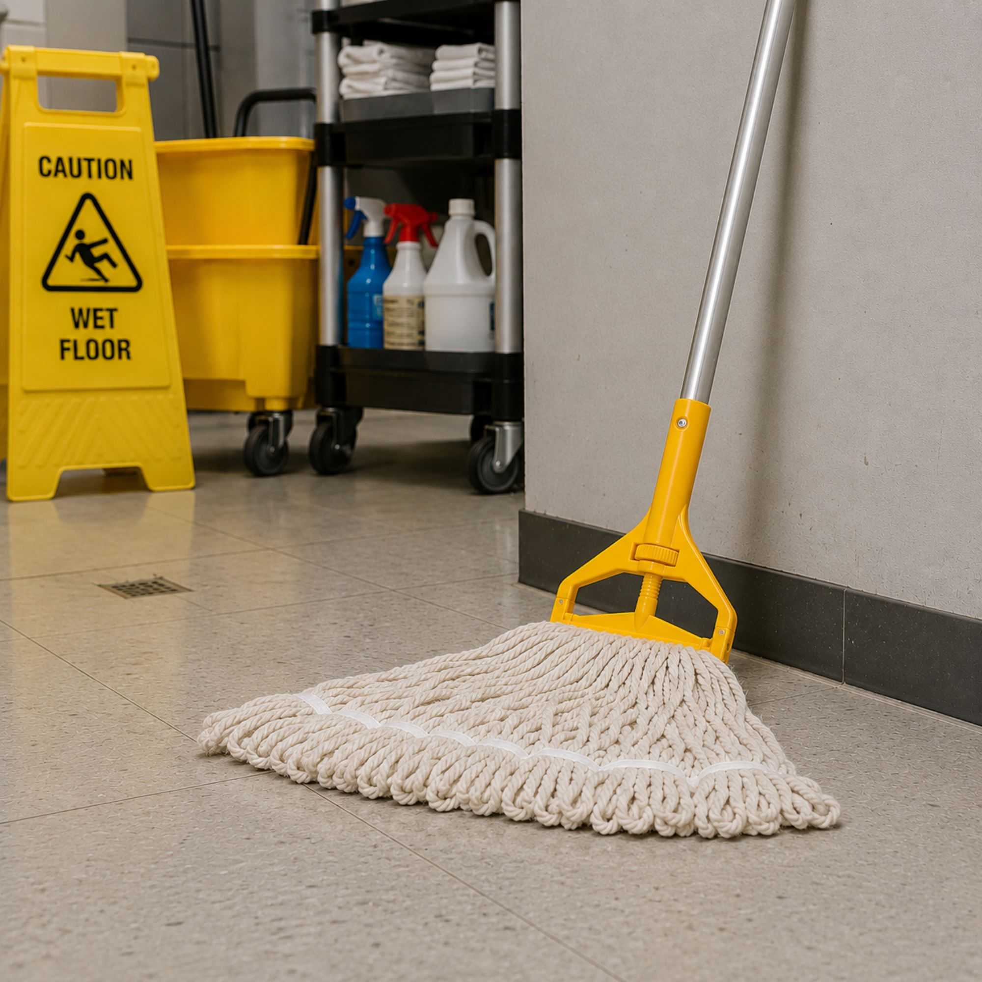 RW Clean 24 oz White Poly-Cotton Blend Wet Mop Head - Loop End - 1 count box