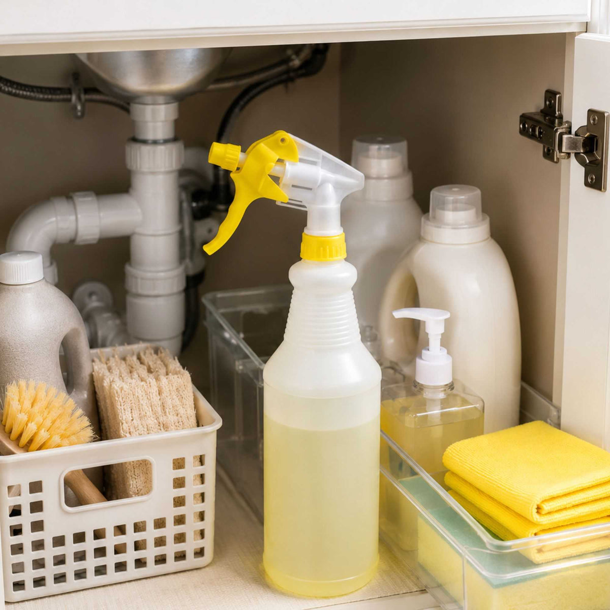 RW Clean 25 oz Yellow Plastic Spray Bottle - Adjustable Nozzle - 1 count box