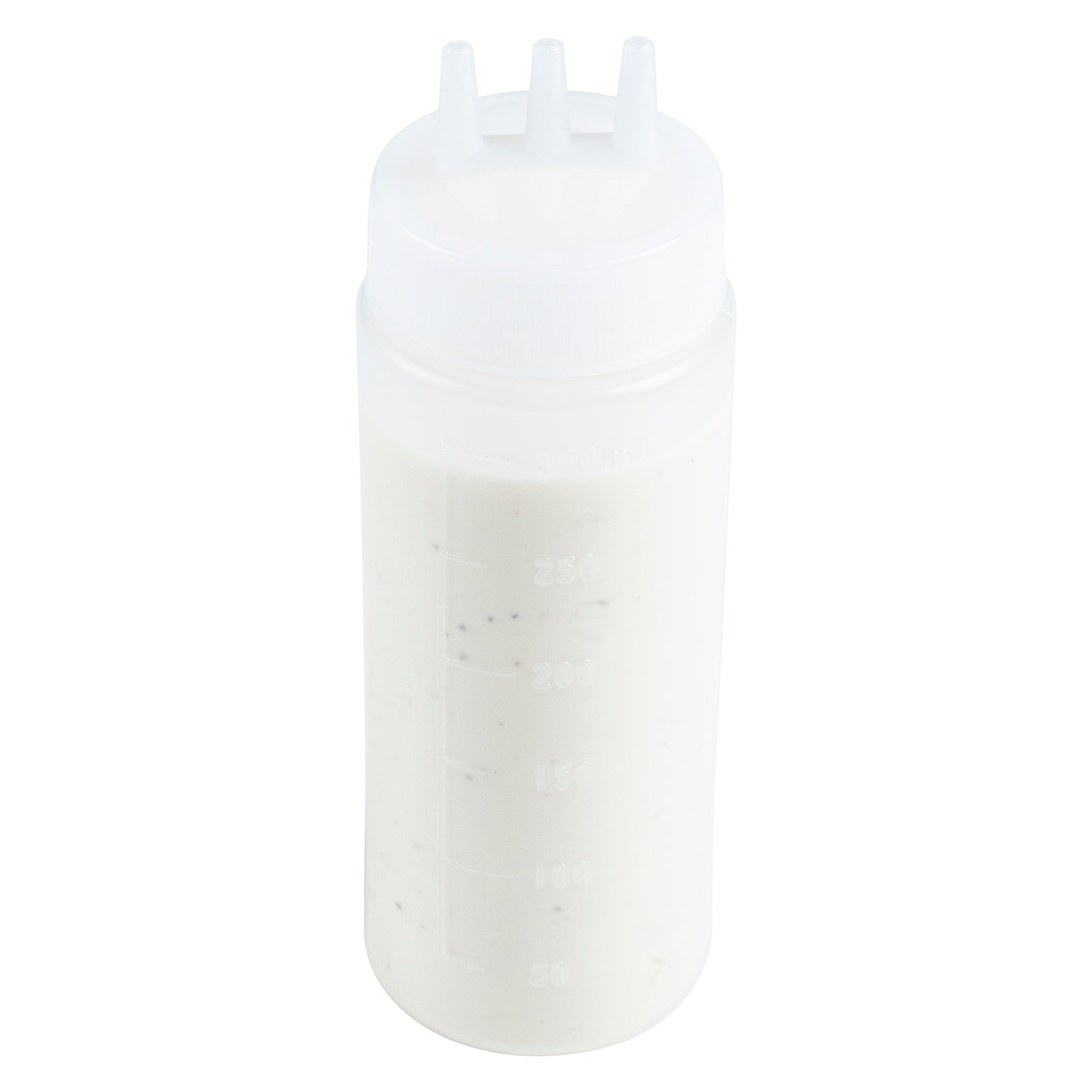 Sauce Tek 12 oz Clear Plastic All-Purpose Squeeze Bottle - with Triple Dispersion Tip - 6 count box