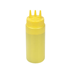 Sauce Tek 16 oz Yellow Plastic Mustard Squeeze Bottle - with Triple Dispersion Tip - 6 count box