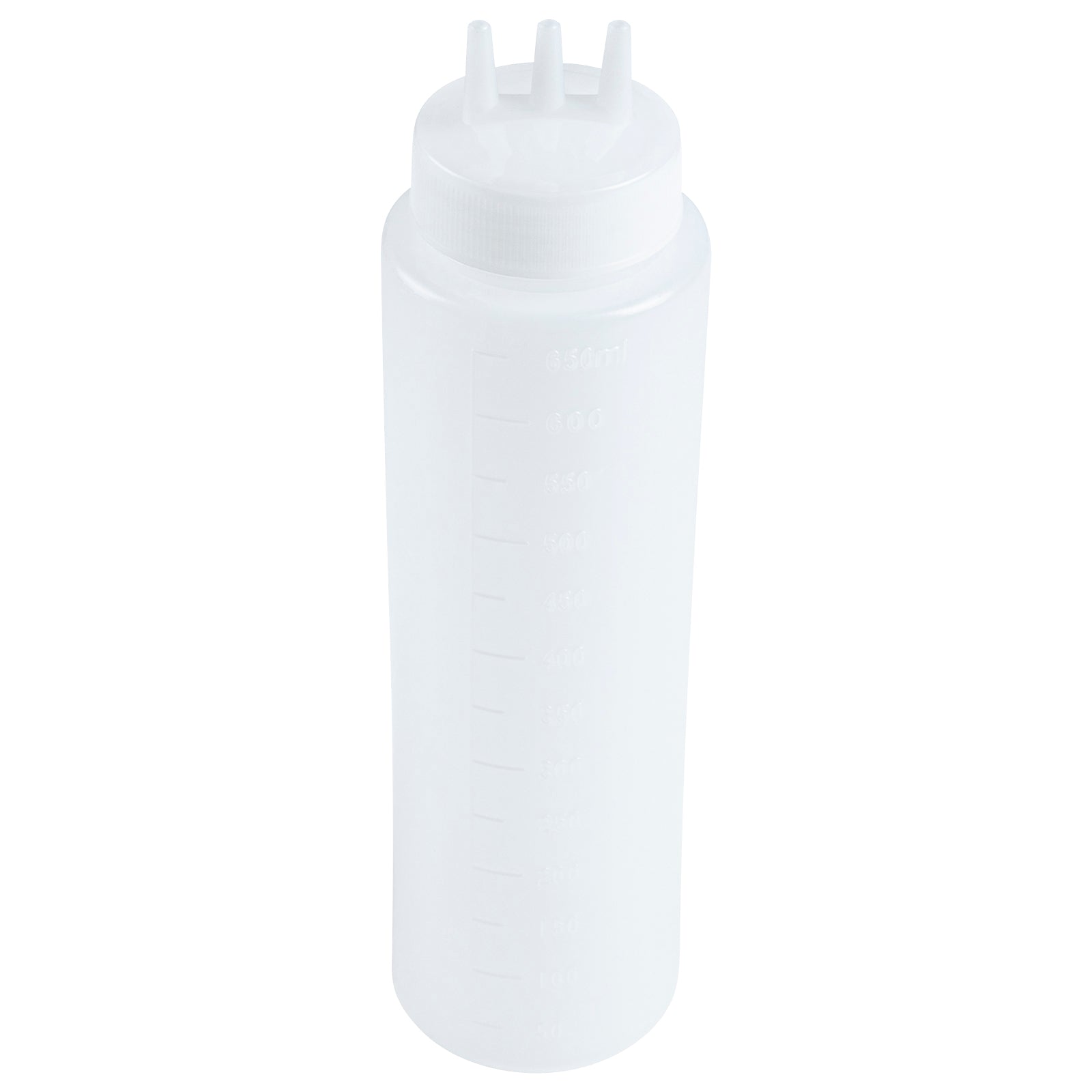 Sauce Tek 24 oz Clear Plastic All-Purpose Squeeze Bottle - with Triple Dispersion Tip - 6 count box