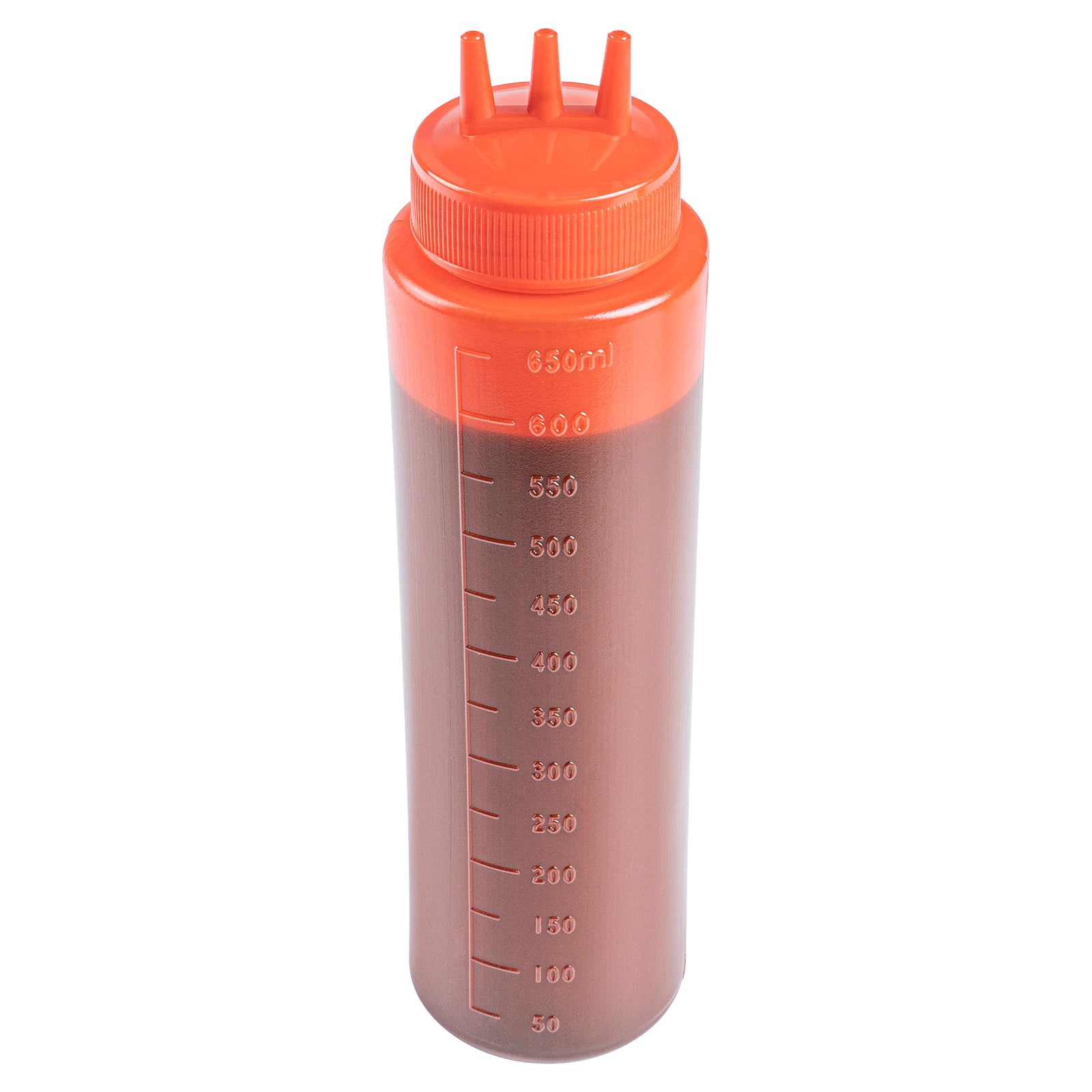 Sauce Tek 24 oz Red Plastic Ketchup Squeeze Bottle - with Triple Dispersion Tip - 6 count box