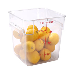 Met Lux 8 qt Square Clear Plastic Food Storage Container - with Red Volume Markers - 8 3/4