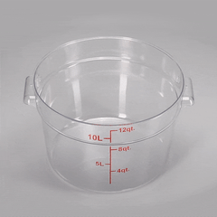 Met Lux 12 qt Round Clear Plastic Food Storage Container - with Red Volume Markers - 12 1/4