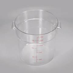 Met Lux 18 qt Round Clear Plastic Food Storage Container - with Red Volume Markers - 12 1/4