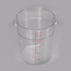 Met Lux 22 qt Round Clear Plastic Food Storage Container - with Red Volume Markers - 12 1/4