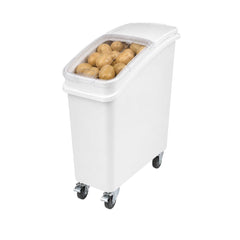 Met Lux 21 gal Rectangle White Mobile Ingredient Storage Bin - with Lid - 29
