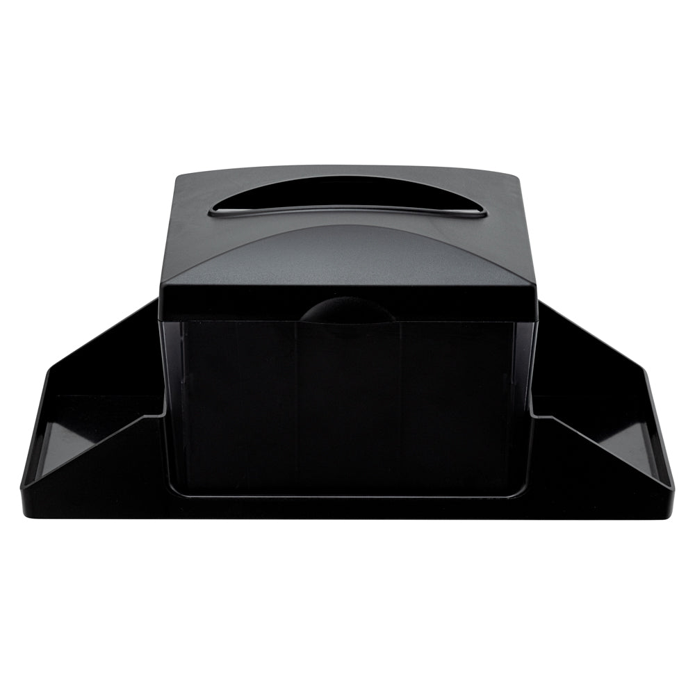 Bar Lux Rectangle Black Plastic Tabletop Condiment Caddy / Interfold Napkin Dispenser - 14 1/4" x 6 3/4" x 2 3/4" - 1 count box