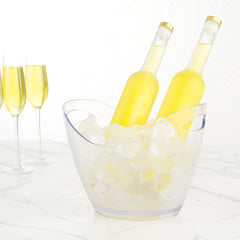 Bar Lux 3.7 qt Oval Clear Plastic Champagne Wine Bucket - 10 3/4