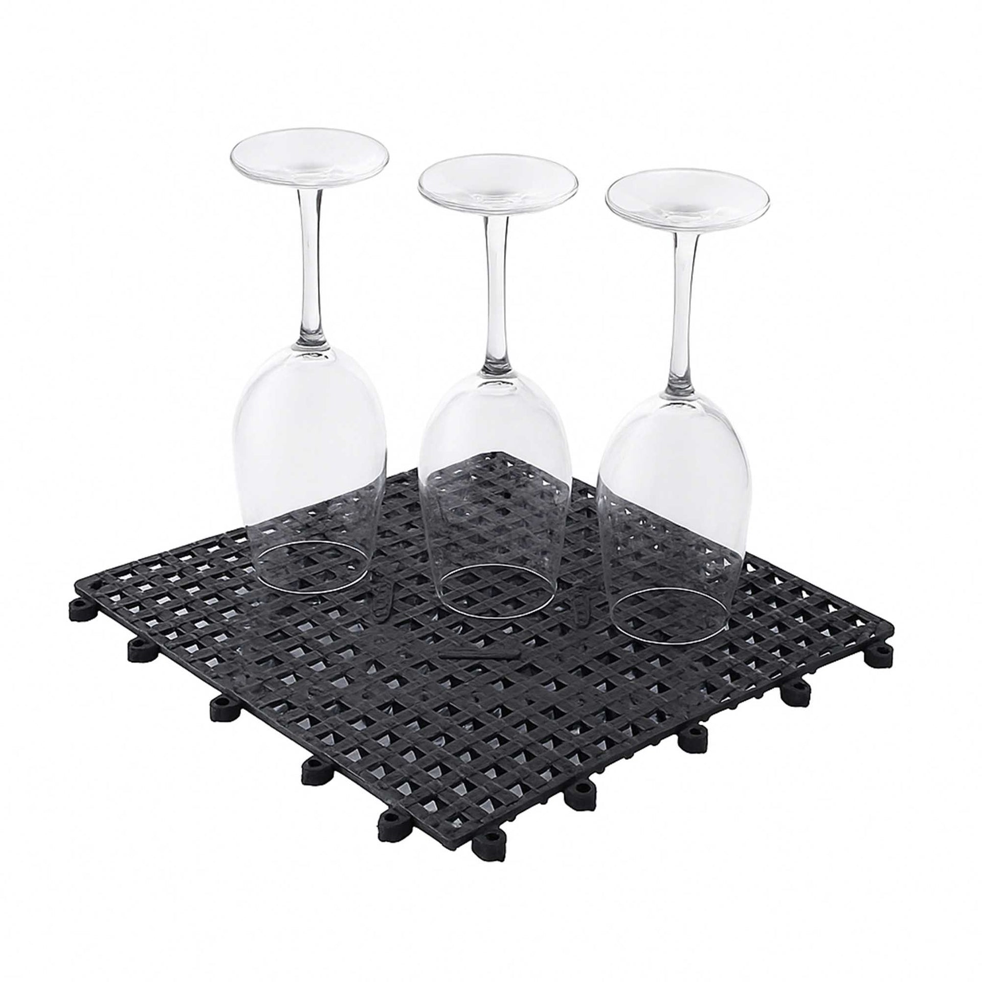 Bar Lux Square Black Bar Mat - Interlocking - 12" x 12" - 10 count box