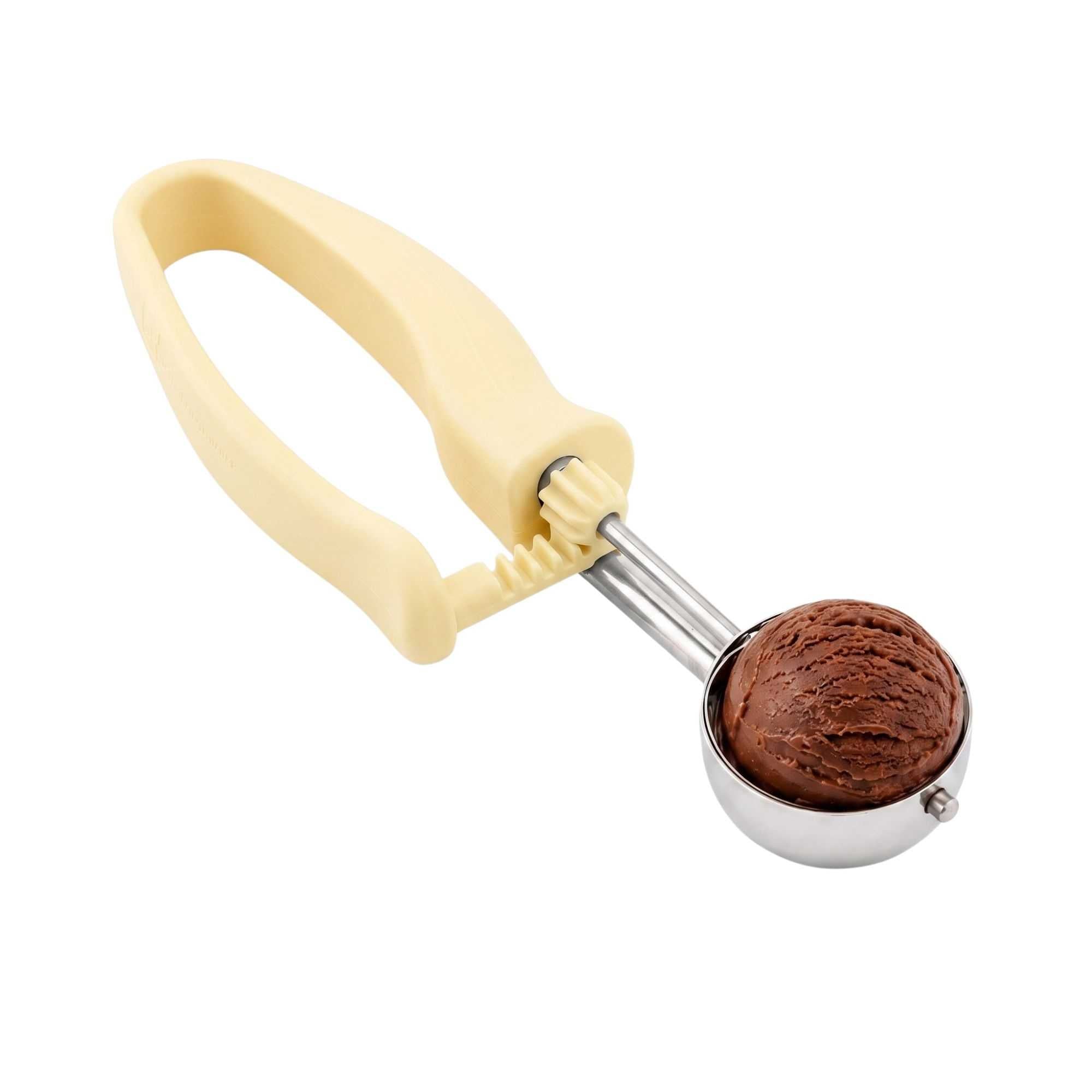 Comfy Grip 3 oz Stainless Steel #10 Portion Scoop - with Ivory Ambidextrous Handle - 1 count box