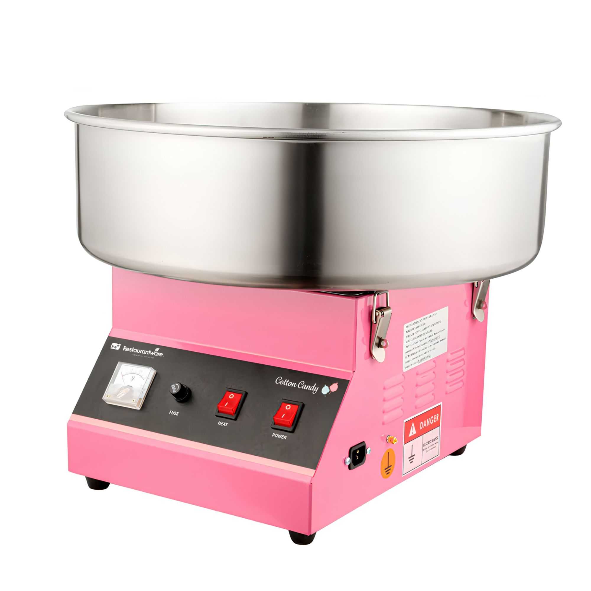 Hi Tek Pink Stainless Steel Cotton Candy / Candy Floss Machine - 1080w, 110V - 21" - 1 count box
