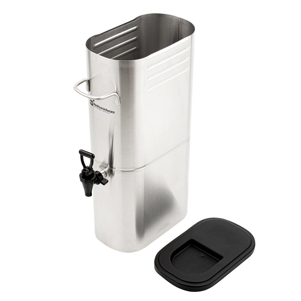Bev Tek 3 gal Silver 13/0 Stainless Steel Iced Tea Dispenser - 11" x 6 1/2" x 20 3/4" - 1 count box