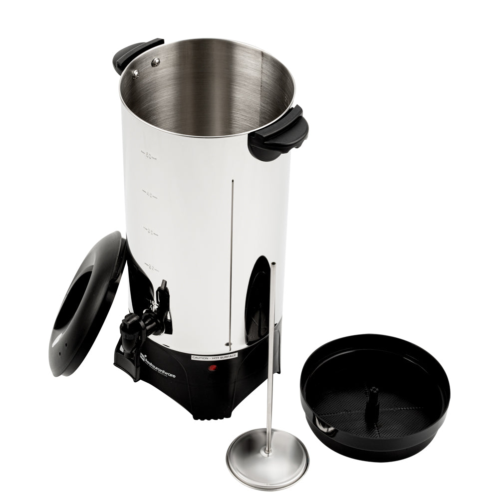 Restpresso 230 oz Stainless Steel Electric Coffee Percolator / Urn - 1000W, 46 Cup - 7 1/2" x 7 1/2" x 18" - 1 count box
