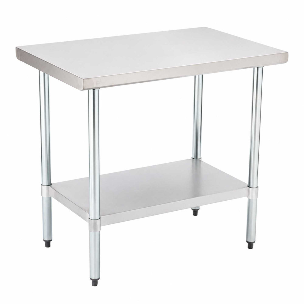 Kitchen Tek 18-Gauge 304 Stainless Steel Commercial Work Table - Heavy Duty, Galvanized Legs, Undershelf - 24" x 36" - 1 count box